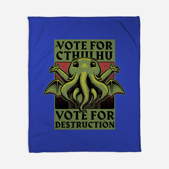 Vote Cthulhu Destruction-None-Fleece-Blanket-Studio Mootant