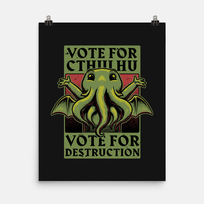 Vote Cthulhu Destruction-None-Matte-Poster-Studio Mootant