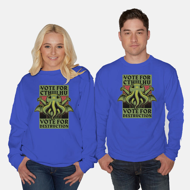 Vote Cthulhu Destruction-Unisex-Crew Neck-Sweatshirt-Studio Mootant