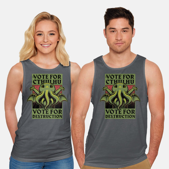 Vote Cthulhu Destruction-Unisex-Basic-Tank-Studio Mootant