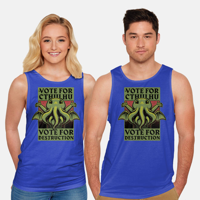 Vote Cthulhu Destruction-Unisex-Basic-Tank-Studio Mootant