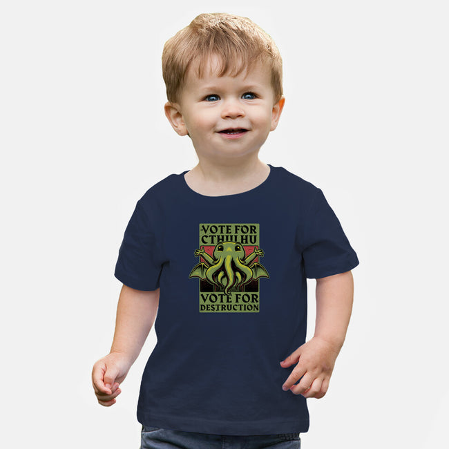 Vote Cthulhu Destruction-Baby-Basic-Tee-Studio Mootant