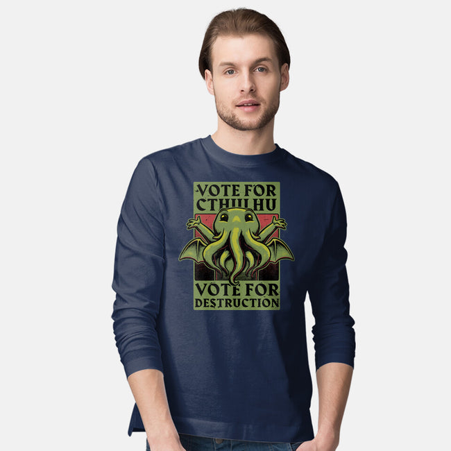 Vote Cthulhu Destruction-Mens-Long Sleeved-Tee-Studio Mootant