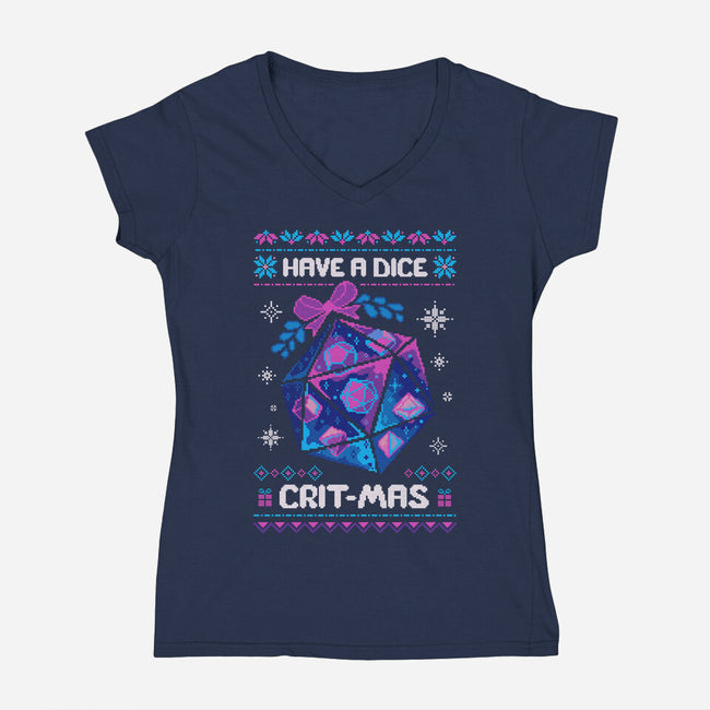 Have A Dice Crit-mas-Womens-V-Neck-Tee-ricolaa