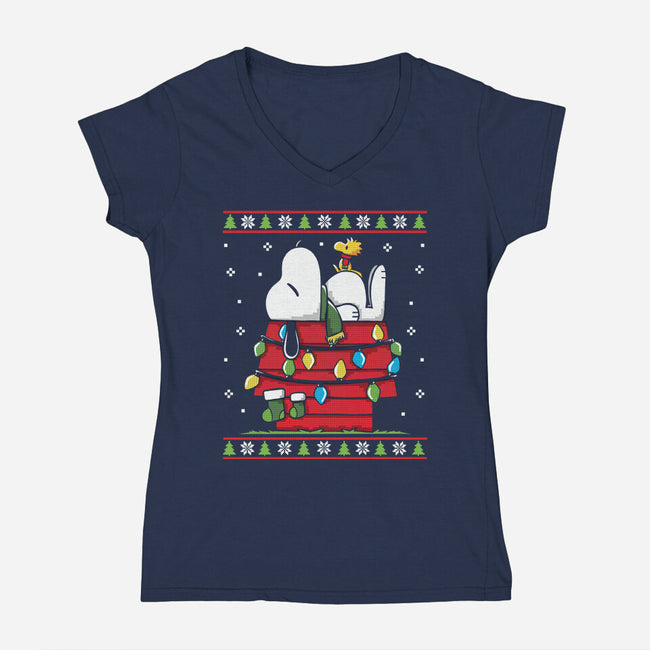 Waiting For Christmas-Womens-V-Neck-Tee-Vallina84