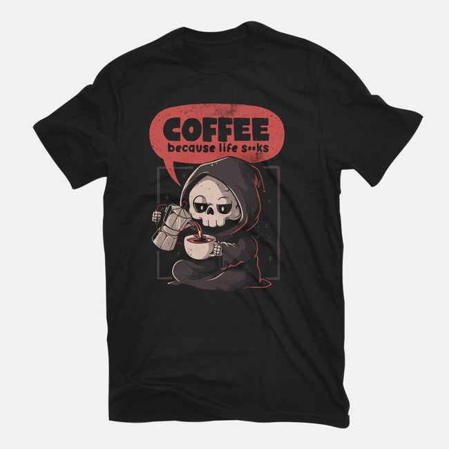 Coffee Because Life-Youth-Basic-Tee-eduely