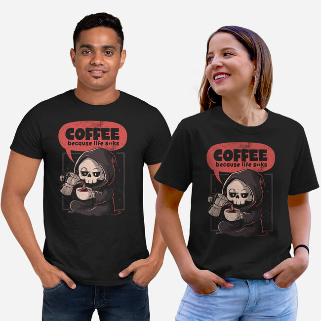 Coffee Because Life-Unisex-Basic-Tee-eduely