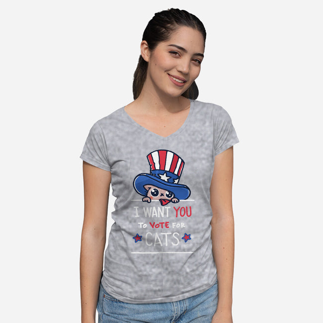 You Should Vote For Cats-Womens-V-Neck-Tee-Wenceslao A Romero