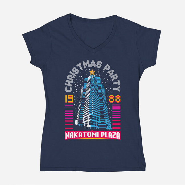 Nakatomi Party 88-Womens-V-Neck-Tee-rocketman_art