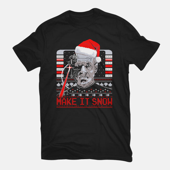 Make It Snow Christmas-Womens-Basic-Tee-rocketman_art