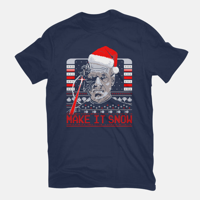 Make It Snow Christmas-Womens-Basic-Tee-rocketman_art