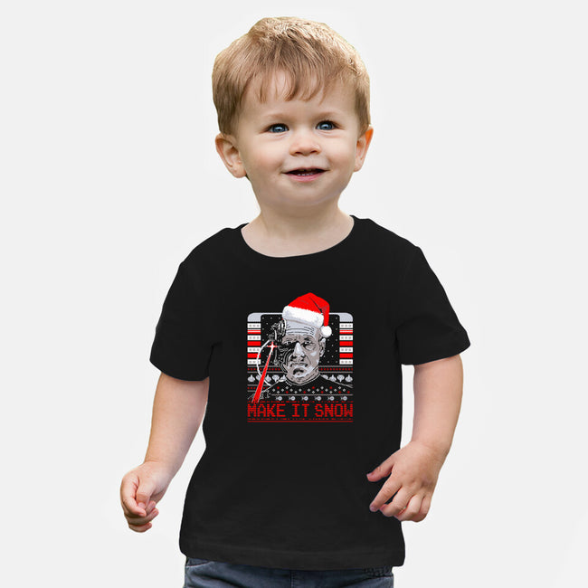 Make It Snow Christmas-Baby-Basic-Tee-rocketman_art