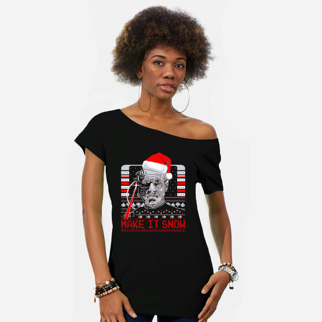 Make It Snow Christmas-Womens-Off Shoulder-Tee-rocketman_art