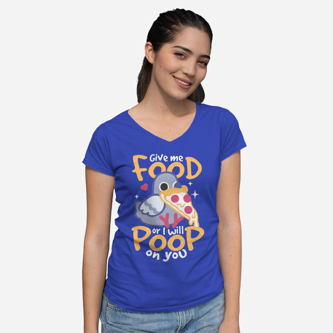 Hungry Pigeon Pizza-Womens-V-Neck-Tee-NemiMakeit