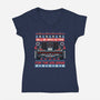 Back In Time For The Holidays-Womens-V-Neck-Tee-glitchygorilla