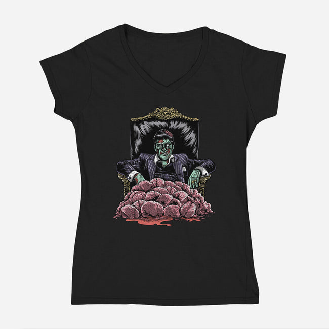 Zombie Montana-Womens-V-Neck-Tee-zascanauta