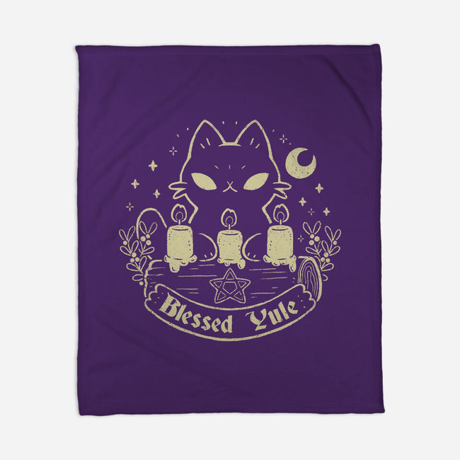 Blessed Yule Black Cat-None-Fleece-Blanket-xMorfina