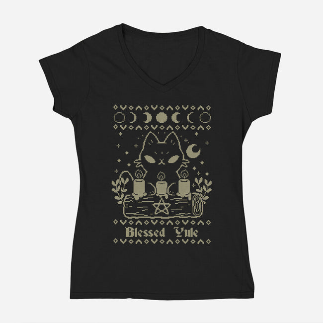 Blessed Yule Sweater-Womens-V-Neck-Tee-xMorfina