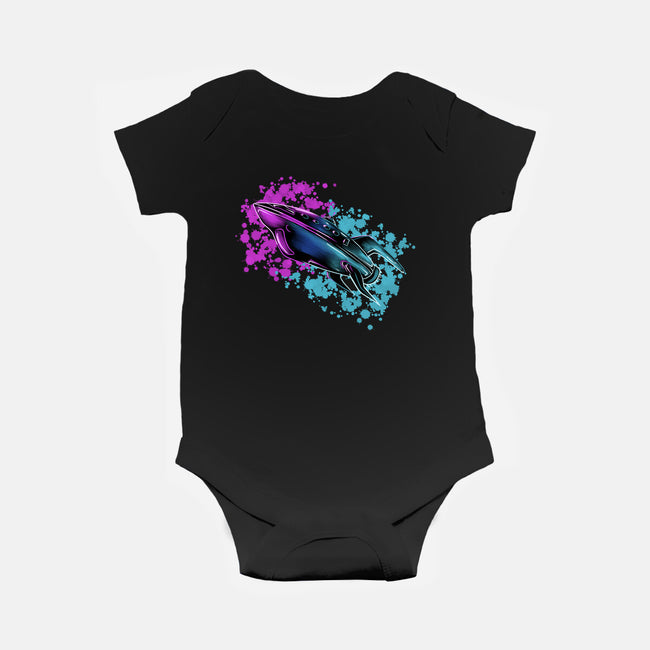 Neon Spaceship-Baby-Basic-Onesie-nickzzarto