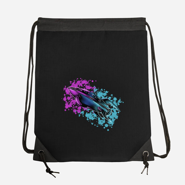 Neon Spaceship-None-Drawstring-Bag-nickzzarto