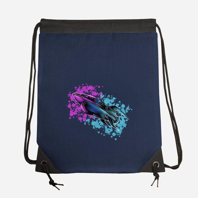 Neon Spaceship-None-Drawstring-Bag-nickzzarto