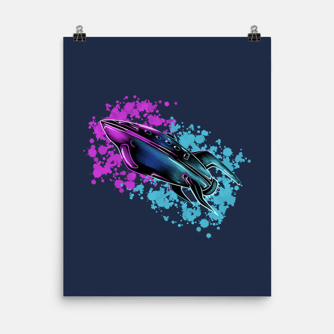 Neon Spaceship-None-Matte-Poster-nickzzarto