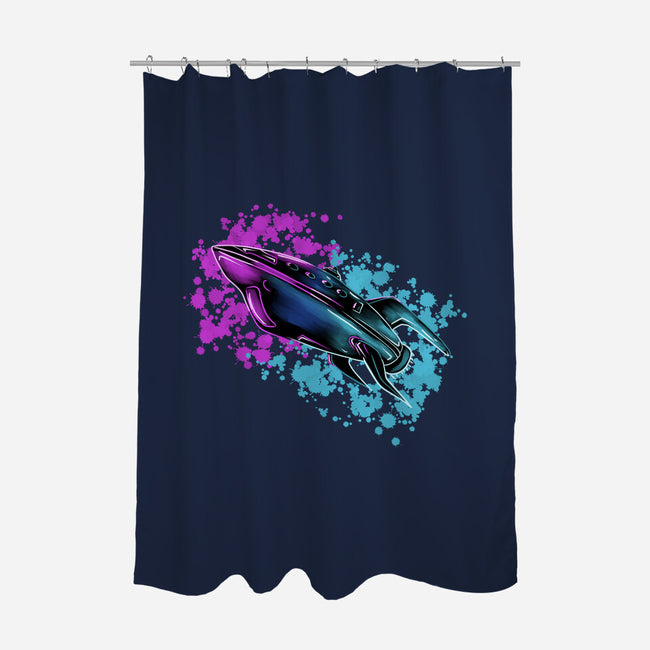 Neon Spaceship-None-Polyester-Shower Curtain-nickzzarto