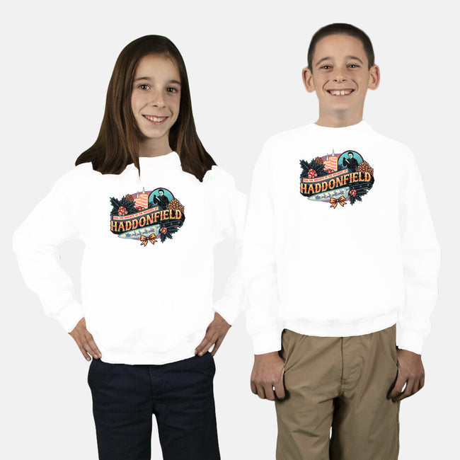 Haddonfield Holidays-Youth-Crew Neck-Sweatshirt-glitchygorilla