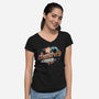 Haddonfield Holidays-Womens-V-Neck-Tee-glitchygorilla