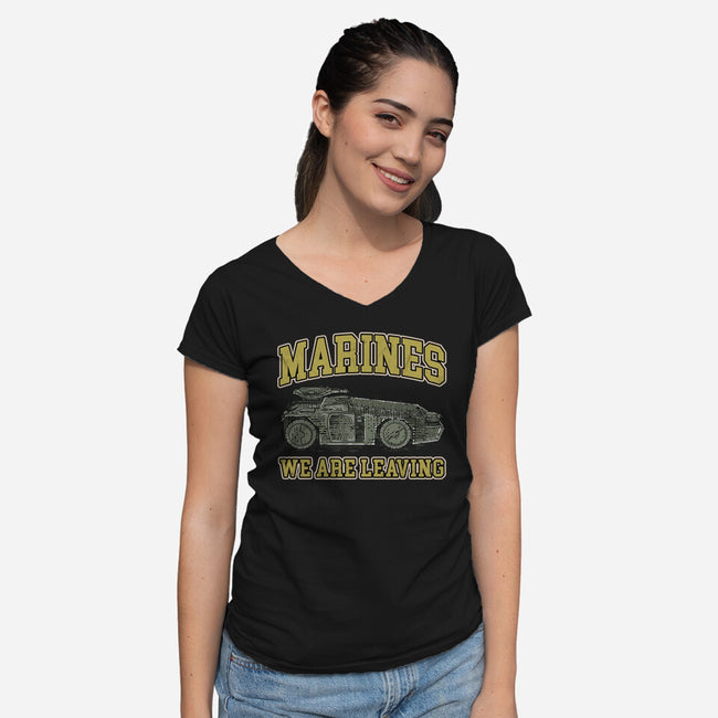 Marines We Are Leaving-Womens-V-Neck-Tee-rocketman_art