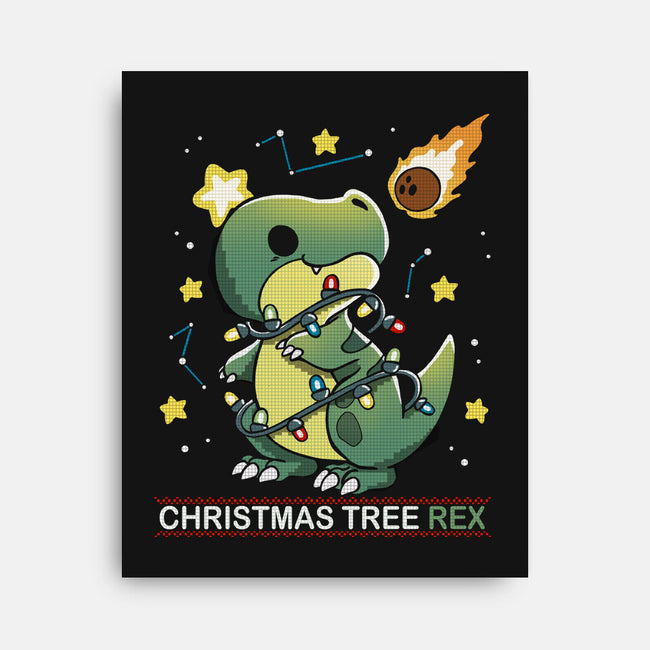 Christmas Tree Rex-None-Stretched-Canvas-Vallina84