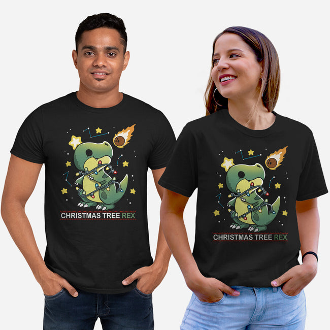 Christmas Tree Rex-Unisex-Basic-Tee-Vallina84