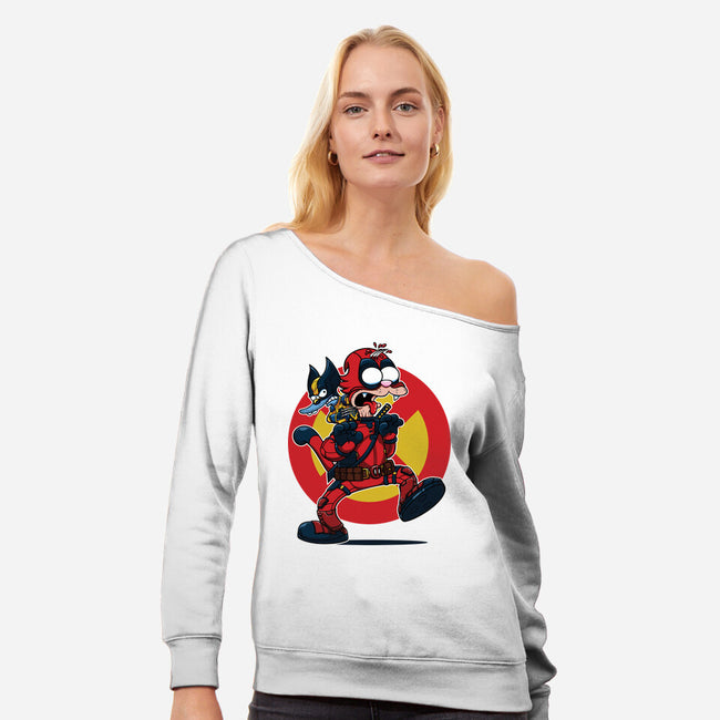 The Wolvie And Dee-Pee Show-Womens-Off Shoulder-Sweatshirt-Jc Jows