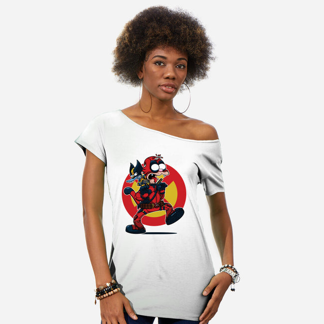 The Wolvie And Dee-Pee Show-Womens-Off Shoulder-Tee-Jc Jows