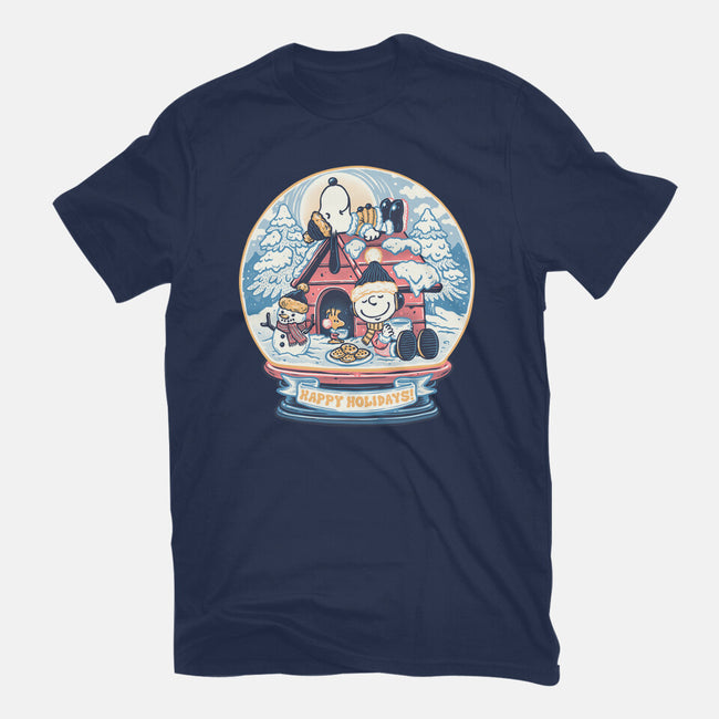 Holiday Snow Globe-Womens-Basic-Tee-glitchygorilla