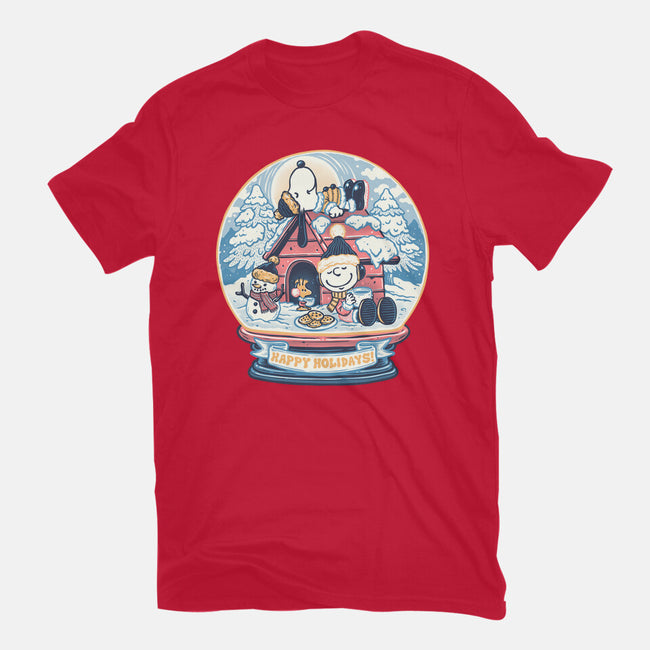 Holiday Snow Globe-Womens-Basic-Tee-glitchygorilla