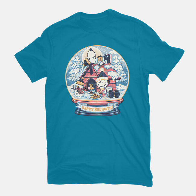 Holiday Snow Globe-Womens-Basic-Tee-glitchygorilla