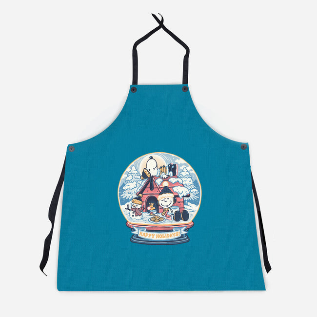 Holiday Snow Globe-Unisex-Kitchen-Apron-glitchygorilla