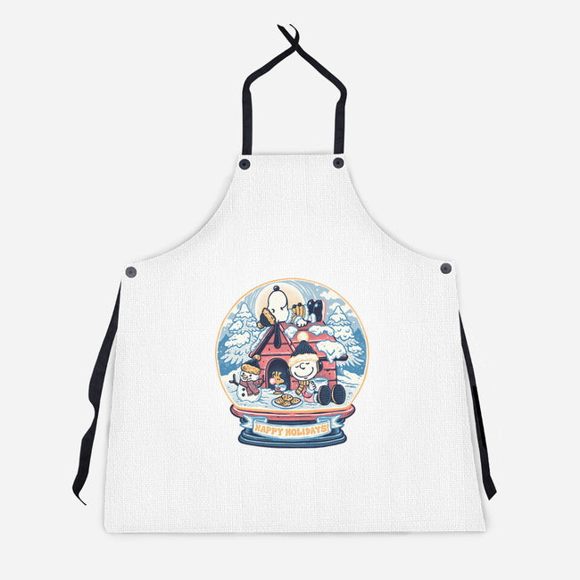 Holiday Snow Globe-Unisex-Kitchen-Apron-glitchygorilla