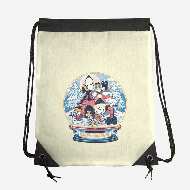 Holiday Snow Globe-None-Drawstring-Bag-glitchygorilla