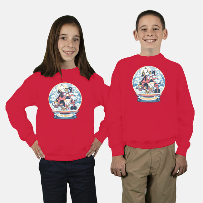 Holiday Snow Globe-Youth-Crew Neck-Sweatshirt-glitchygorilla