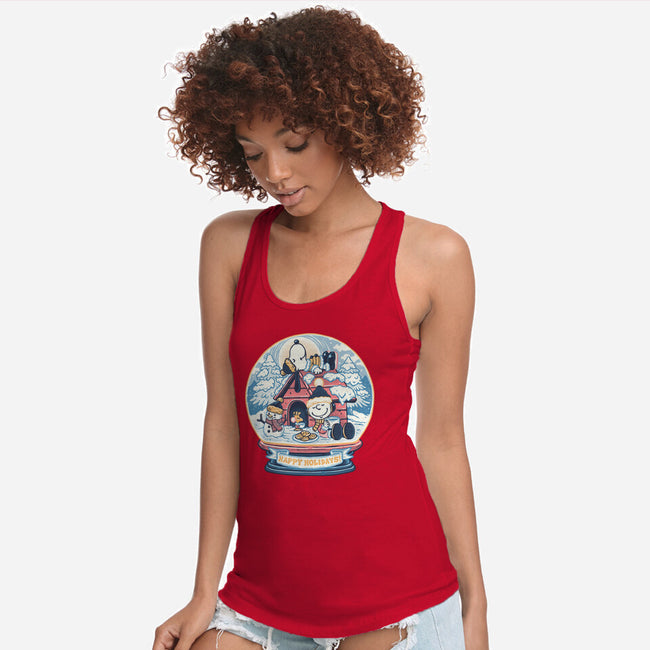 Holiday Snow Globe-Womens-Racerback-Tank-glitchygorilla