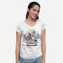 Holiday Snow Globe-Womens-V-Neck-Tee-glitchygorilla