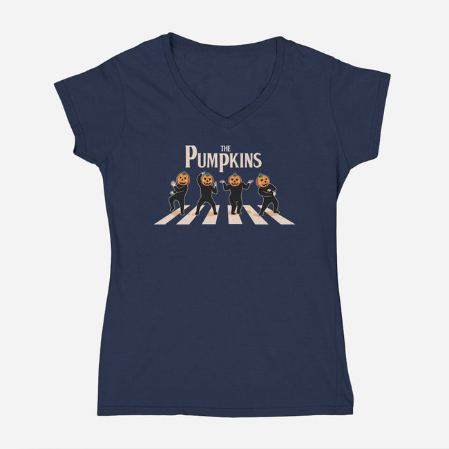 The Pumpkins-Womens-V-Neck-Tee-2DFeer