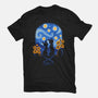 Starry Night Cat Lovers-Unisex-Basic-Tee-worlddominationforcats