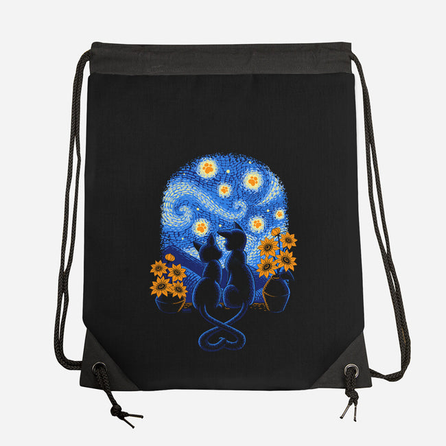 Starry Night Cat Lovers-None-Drawstring-Bag-worlddominationforcats