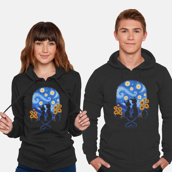 Starry Night Cat Lovers-Unisex-Pullover-Sweatshirt-worlddominationforcats