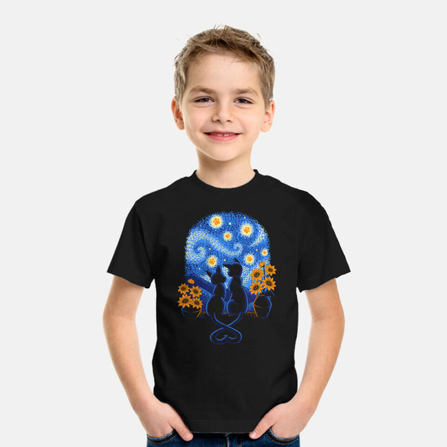 Starry Night Cat Lovers-Youth-Basic-Tee-worlddominationforcats