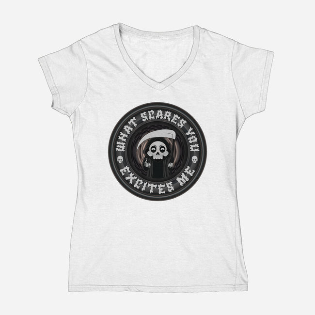 What Scares You Excites Me-Womens-V-Neck-Tee-Whimsical Thinker