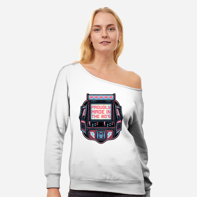 80s Arcade-Womens-Off Shoulder-Sweatshirt-glitchygorilla